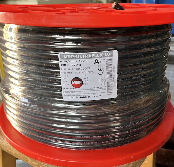 100m drum of Messi and Paolini Ultraflex 10 coax cable