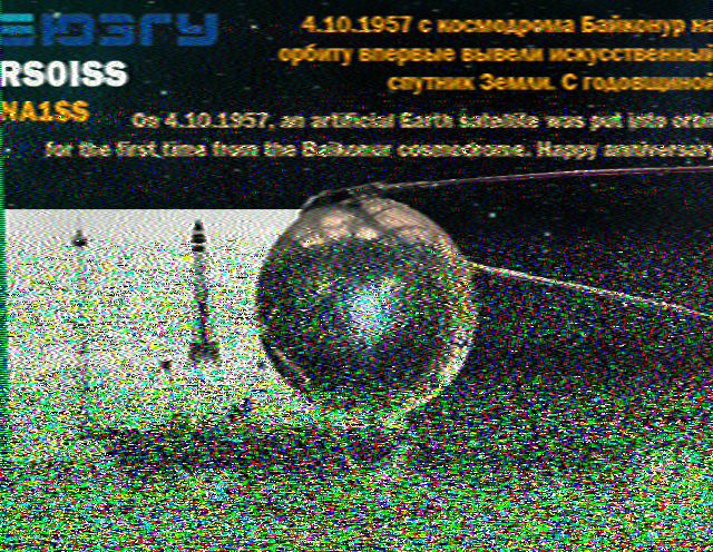 A noisy picture from the ISS SSTV event of October 2024.